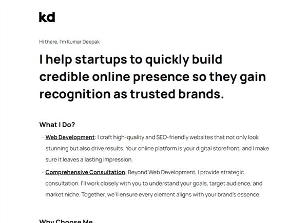 Kumar Deepak, Freelance Web Developer